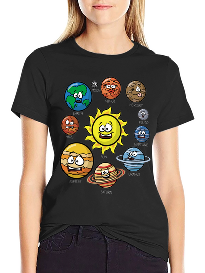 Cartoon Solar System T-Shirt - Planets