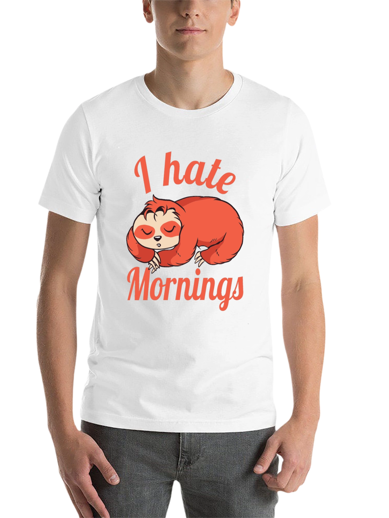 I Hate Mornings Sloth Graphic T-Shirt