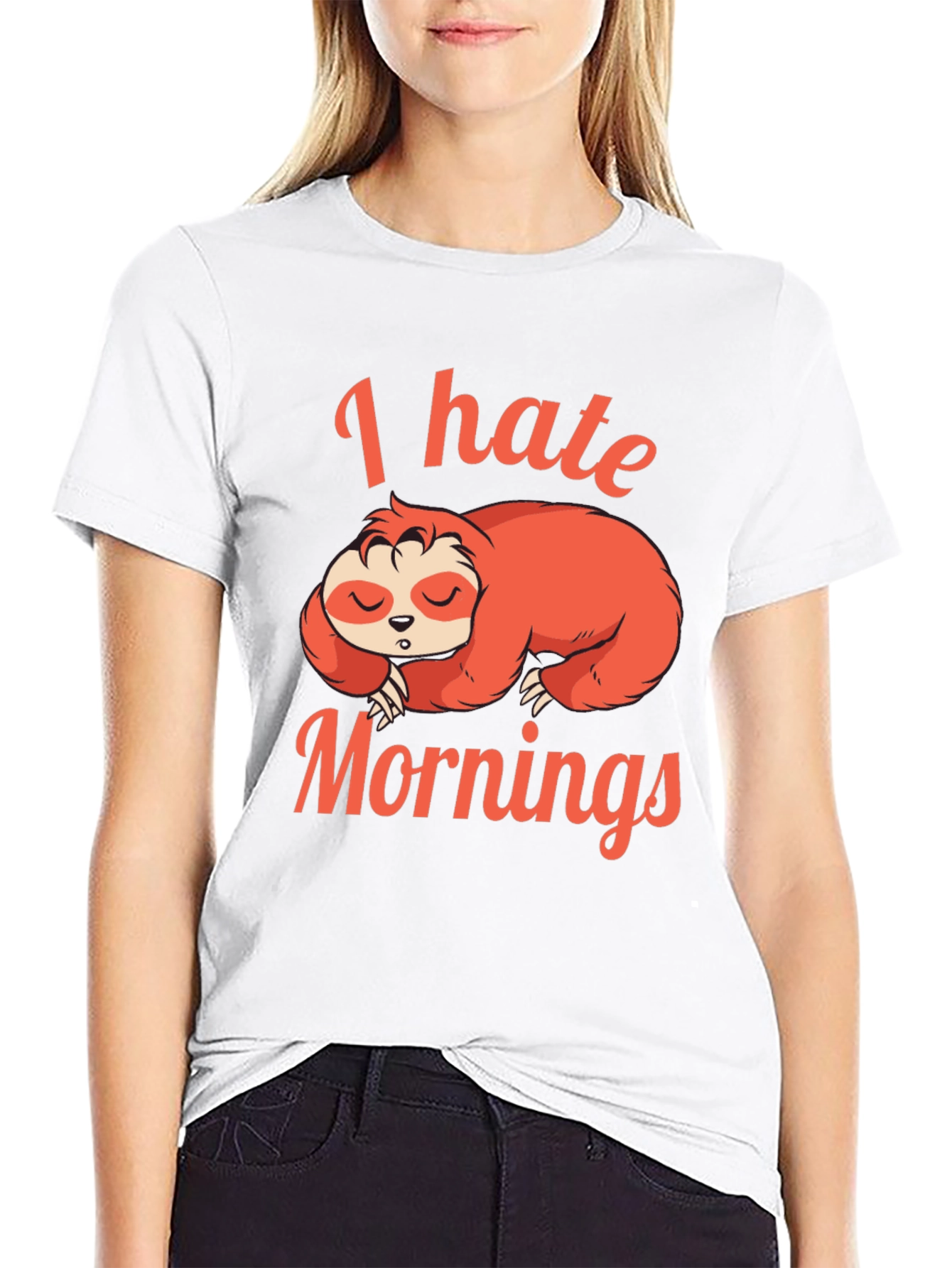 I Hate Mornings Sloth Graphic T-Shirt