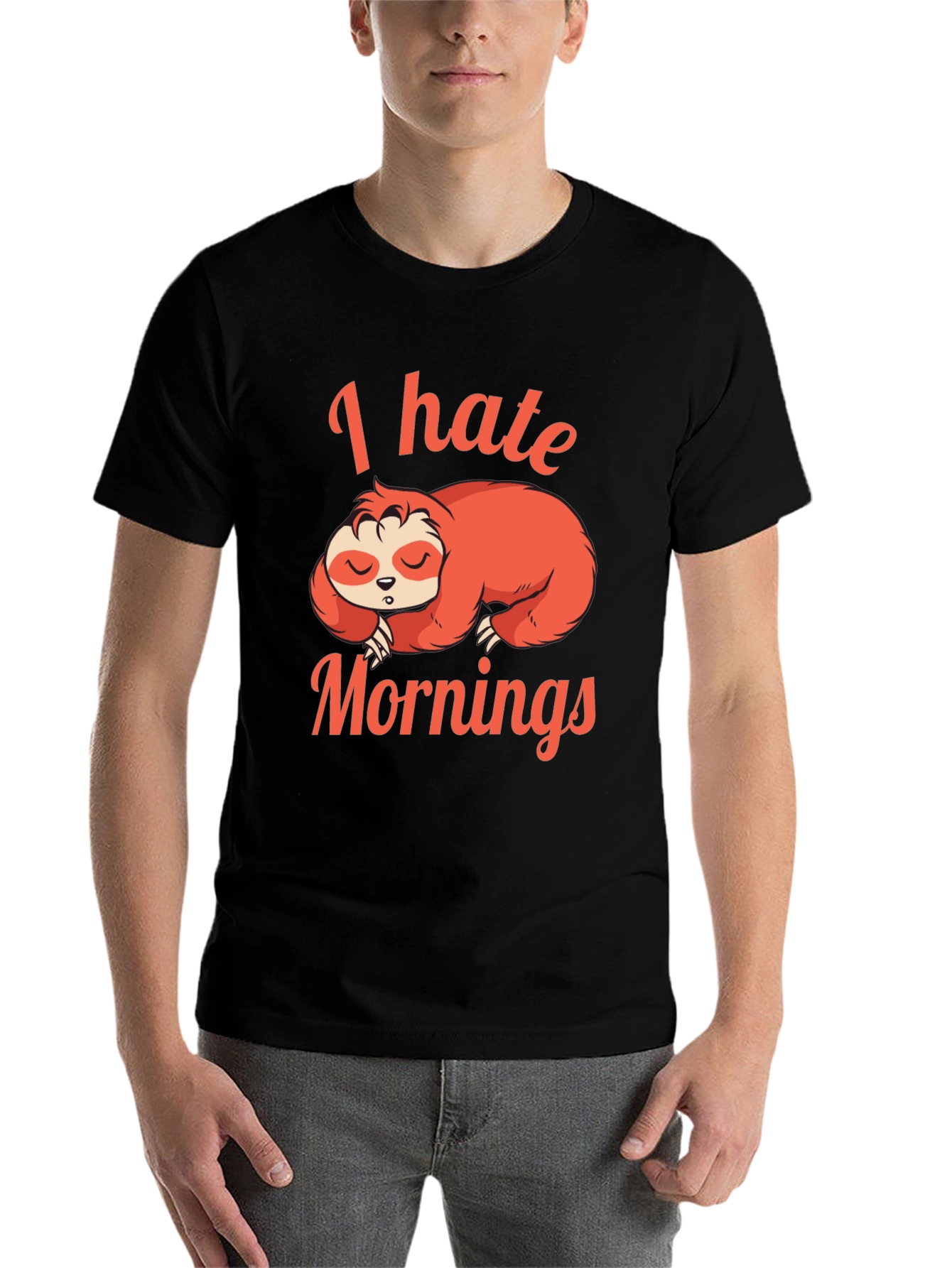I Hate Mornings Sloth Graphic T-Shirt