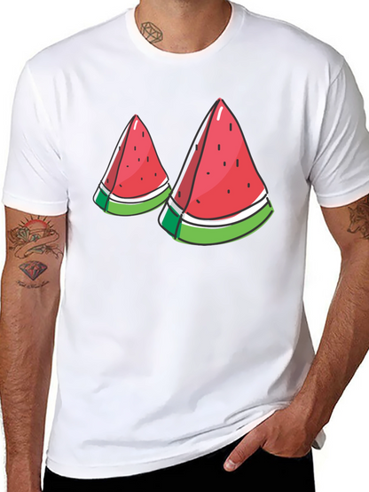 Watermelon Slice Graphic Tee - Black Cotton T-Shirt