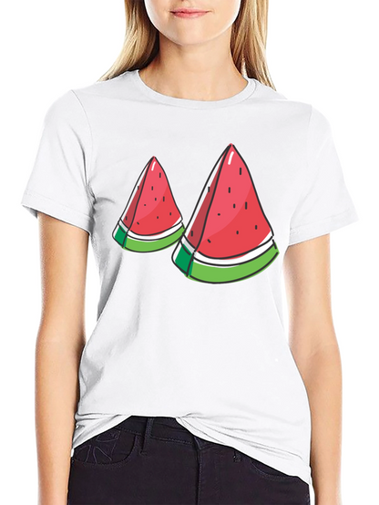 Watermelon Slice Graphic Tee - Black Cotton T-Shirt