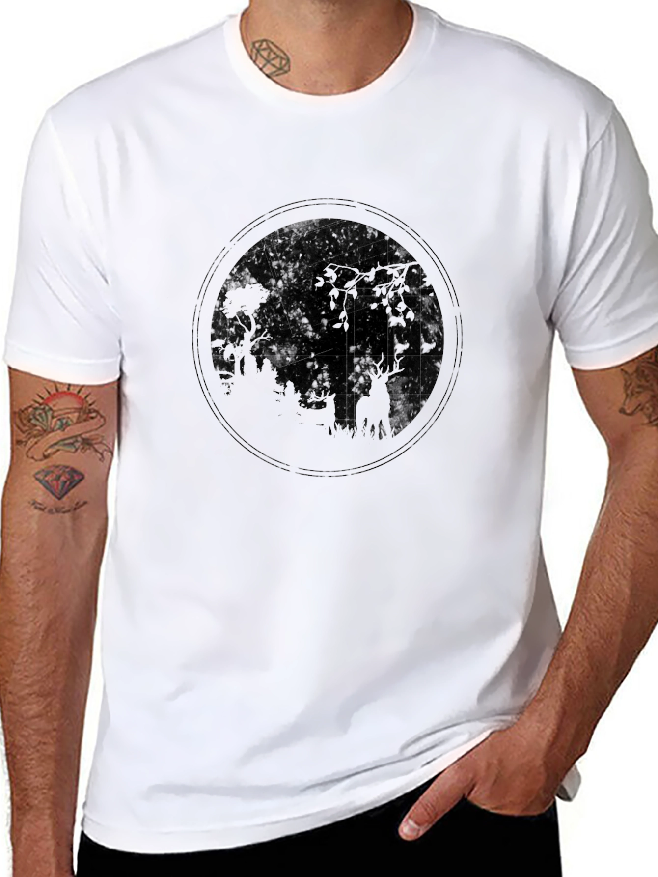 Nature Circle Graphic Tee - Black Cotton Blend