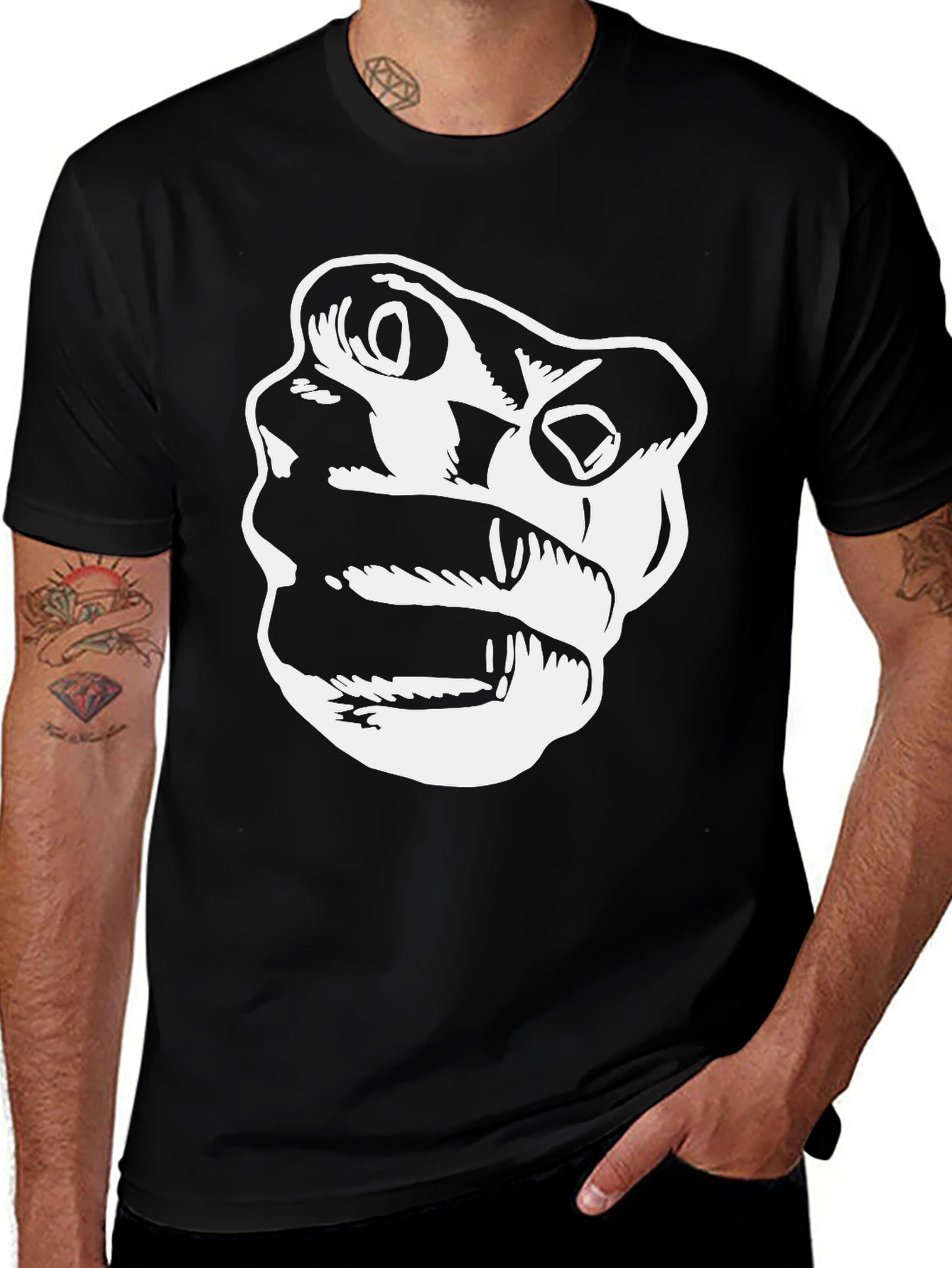 Black Graphic Tee - Bold Face Design
