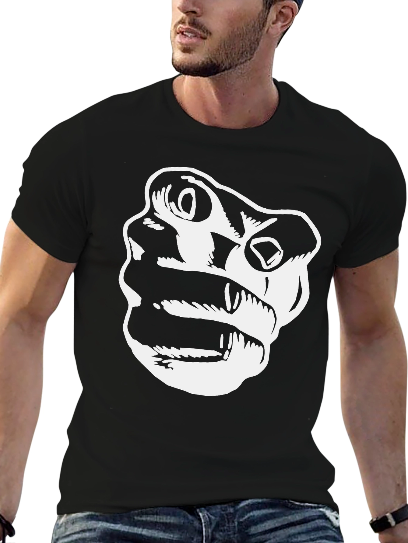 Black Graphic Tee - Bold Face Design