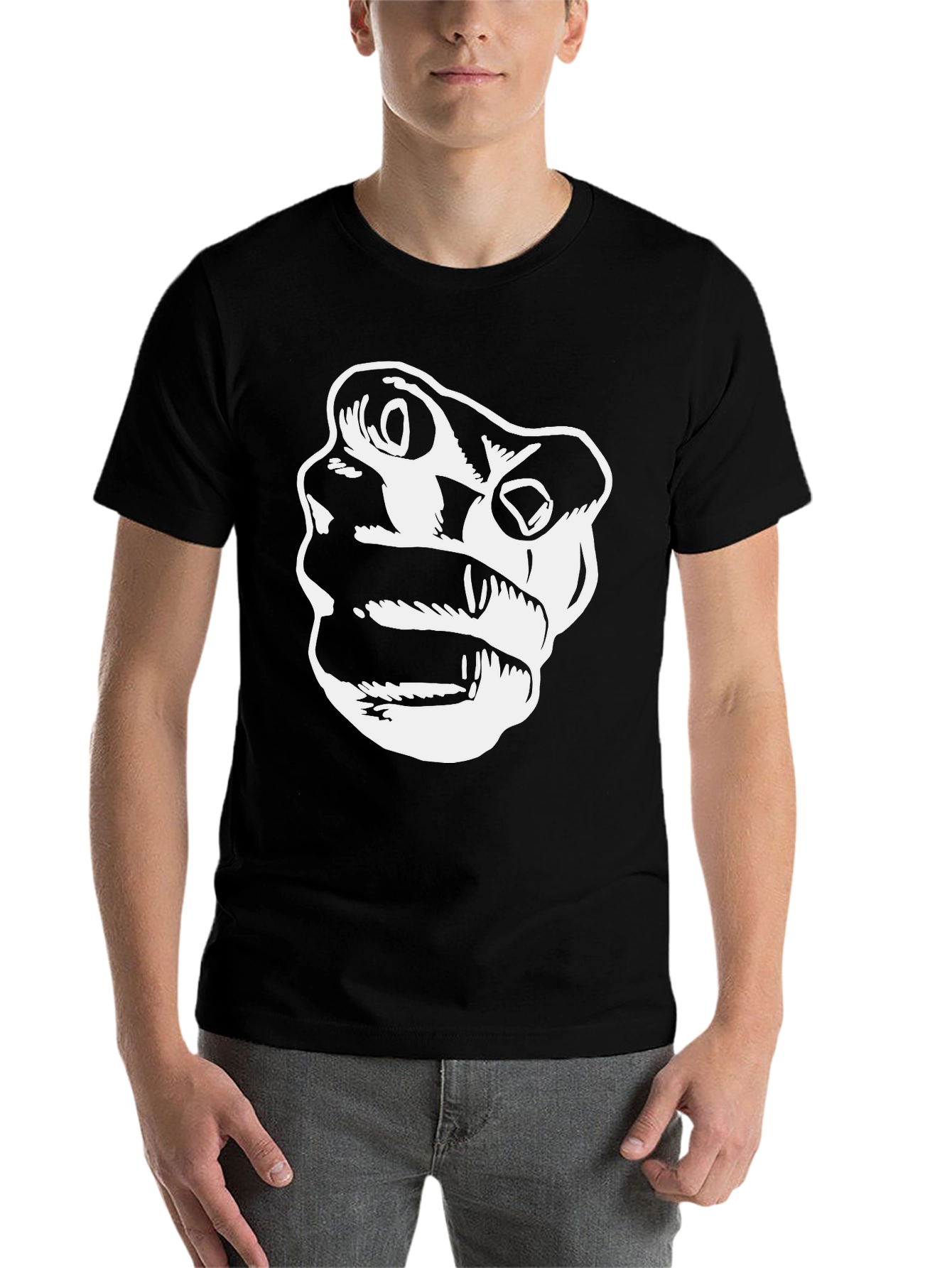 Black Graphic Tee - Bold Face Design