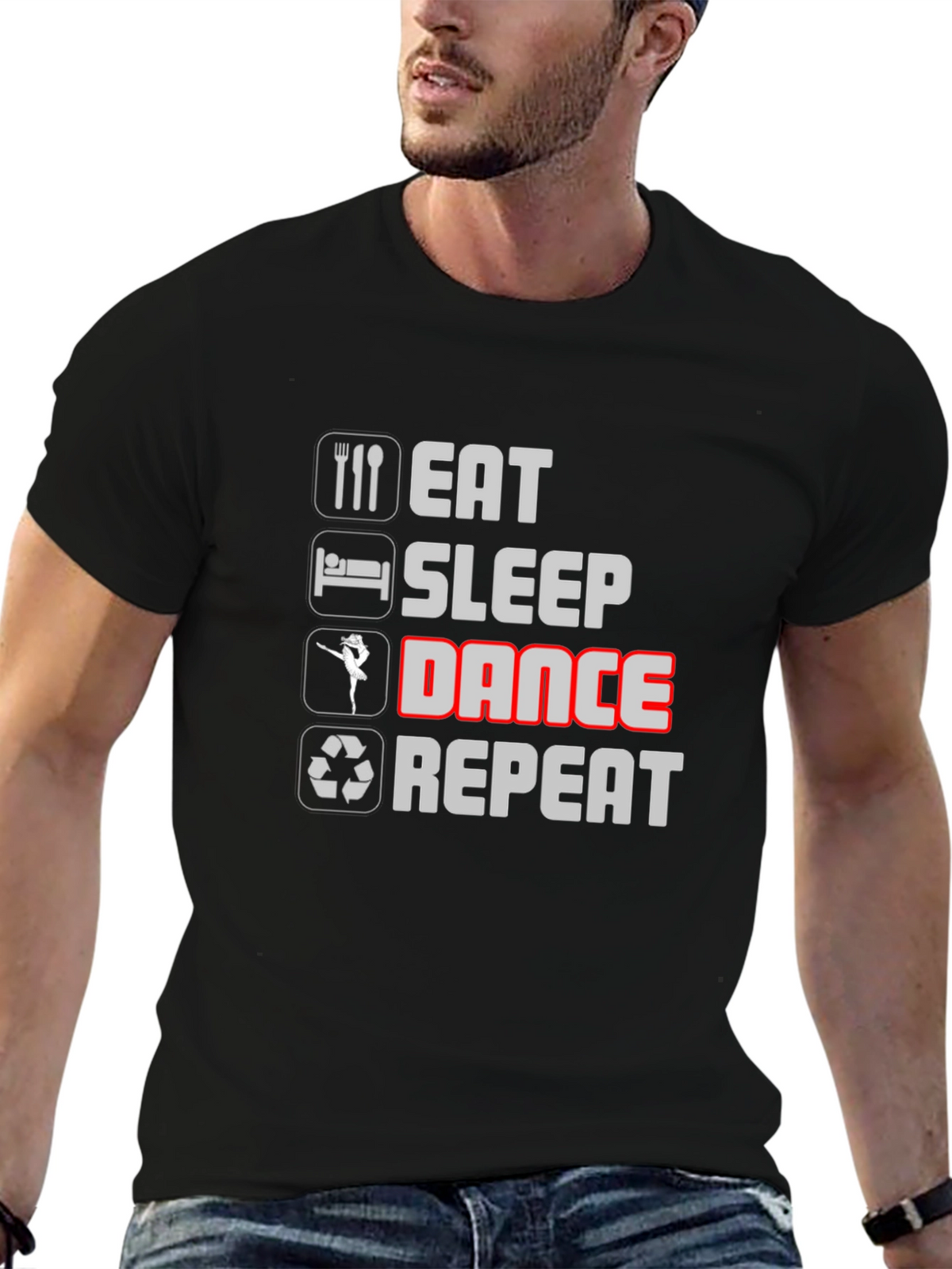 Eat Sleep Dance Repeat Black T-Shirt