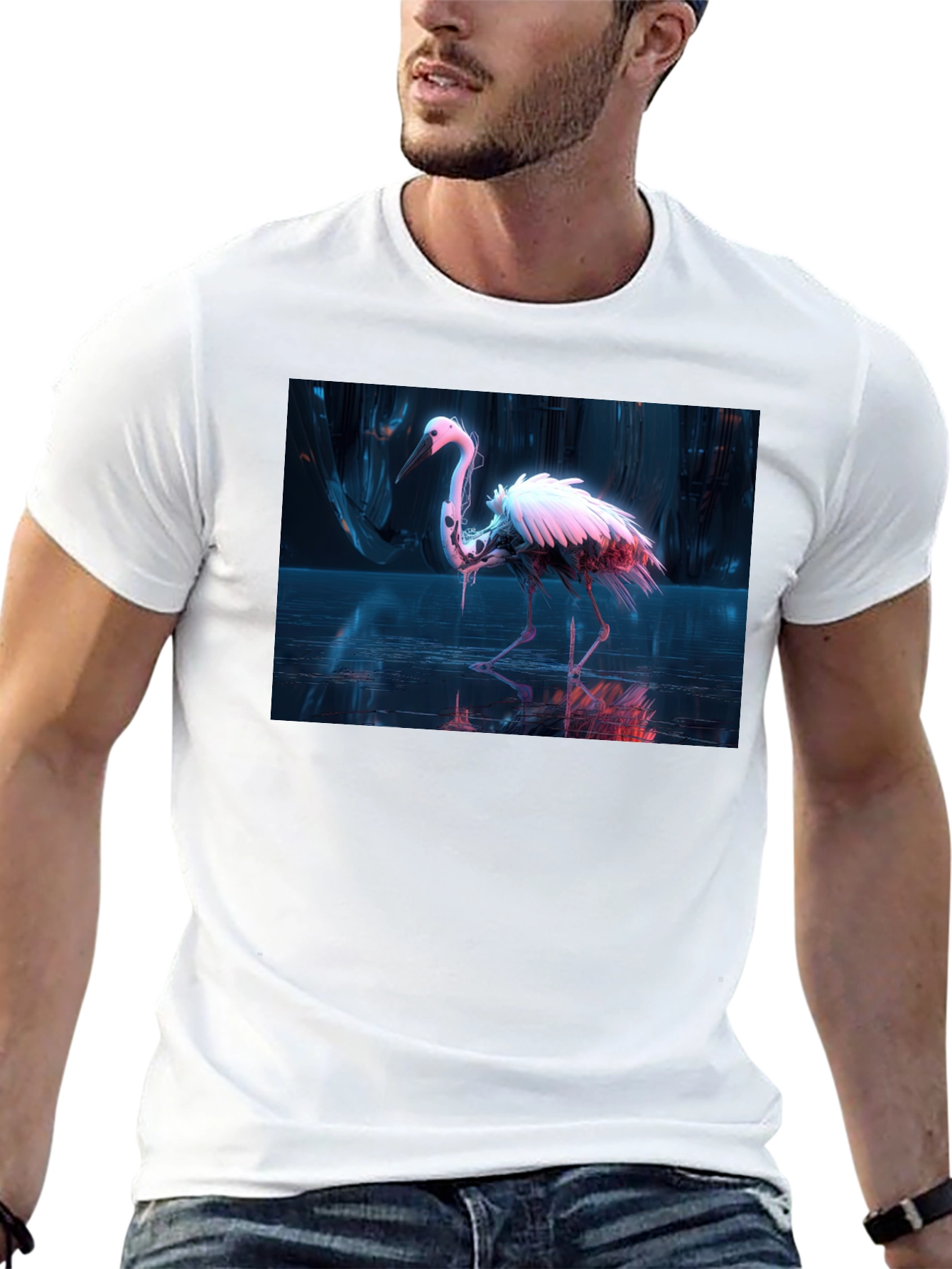 Neon Heron Black T-Shirt