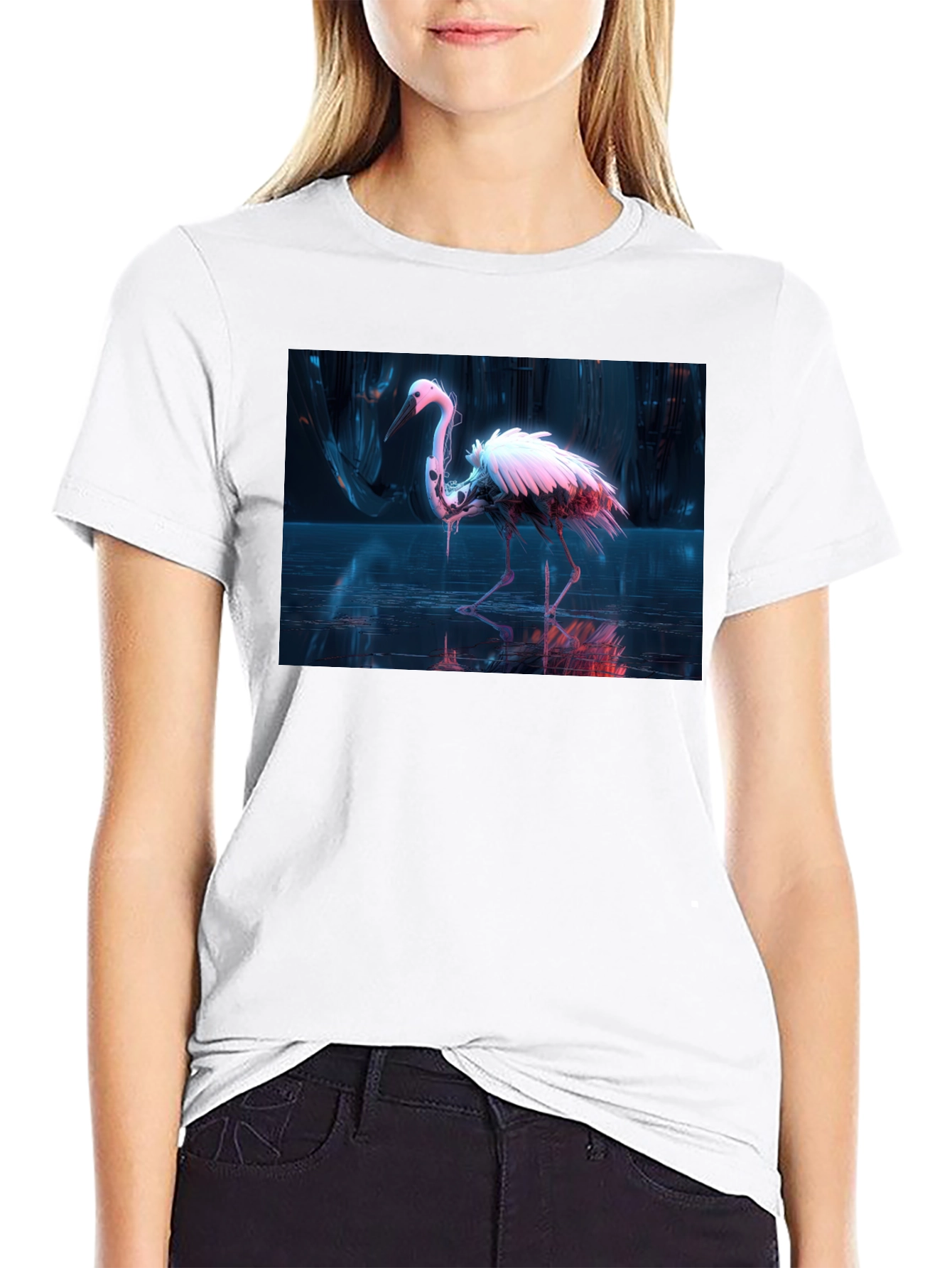 Neon Heron Black T-Shirt