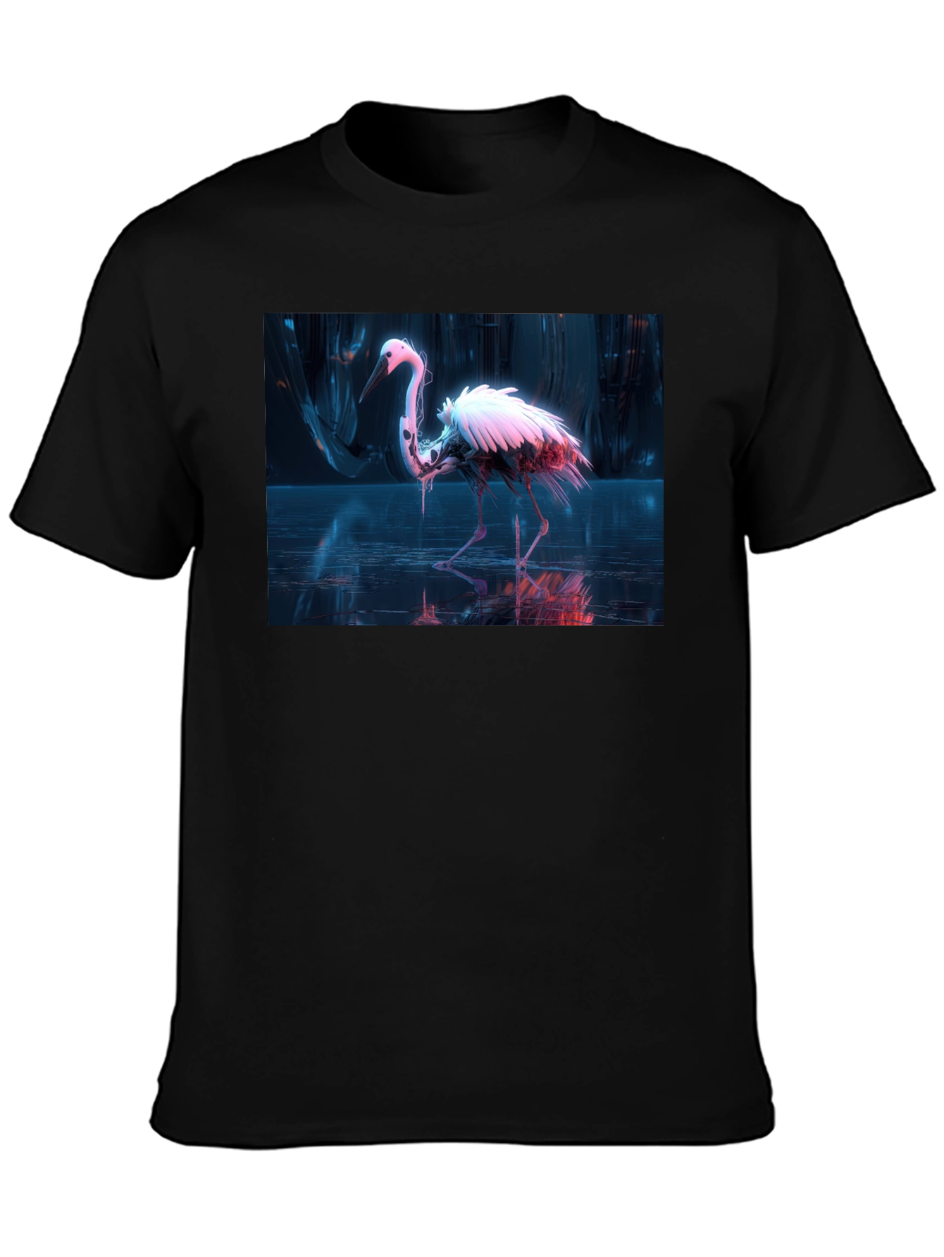 Neon Heron Black T-Shirt