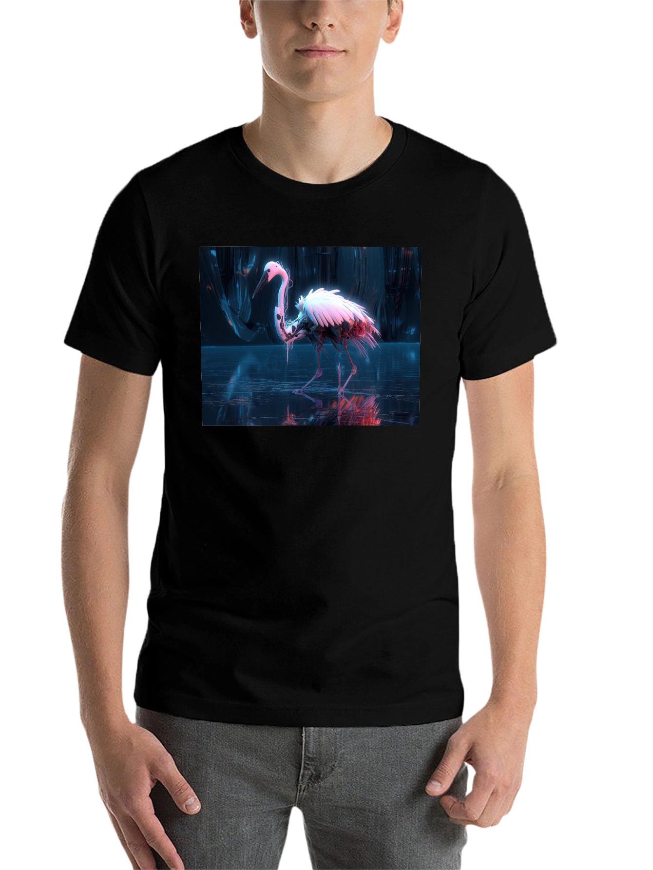 Neon Heron Black T-Shirt
