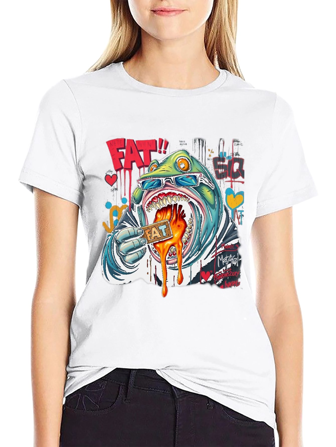 Funny Cartoon Graphic Tee - Street Art Style