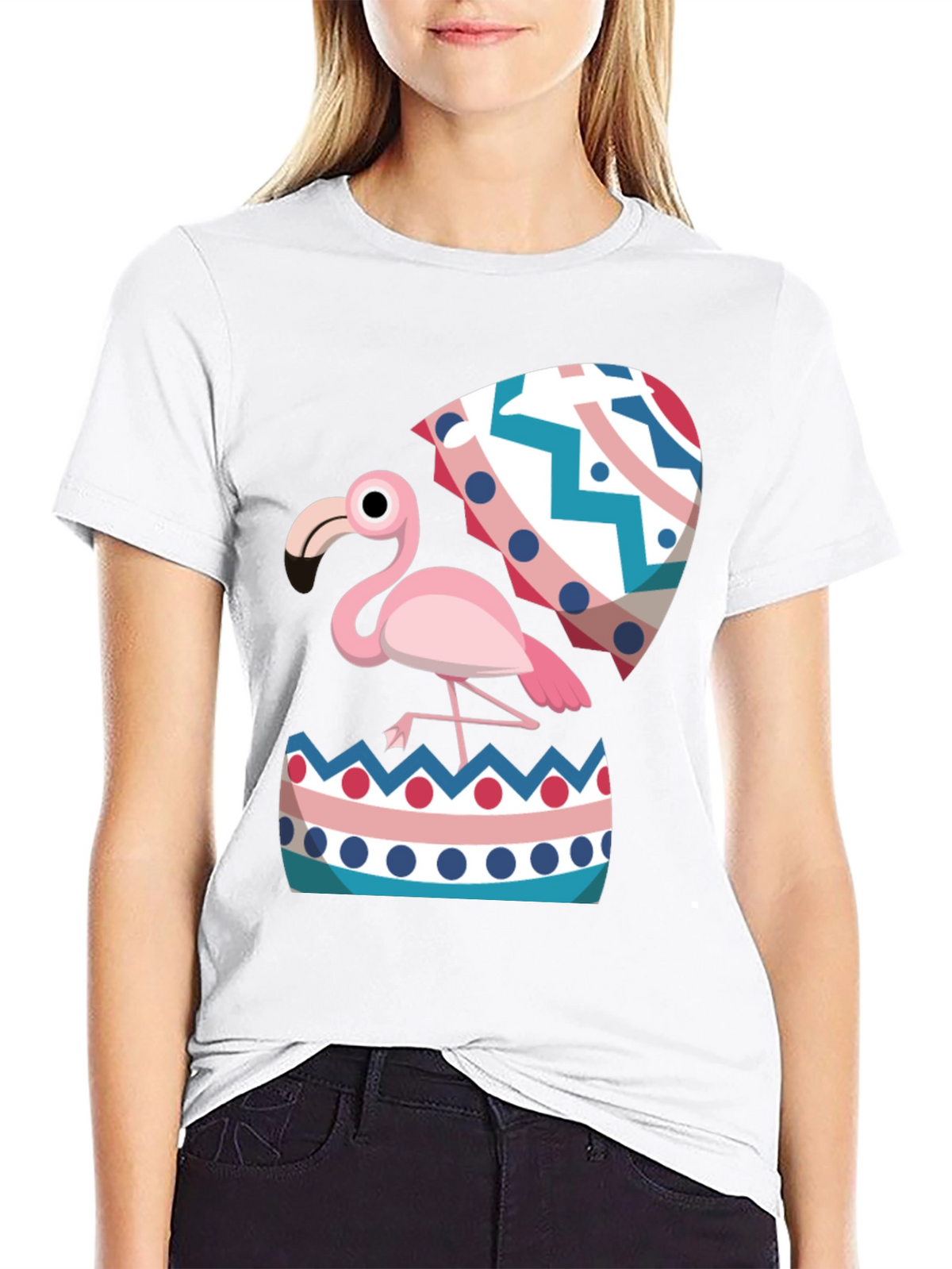 Flamingo Hatching Easter Egg Graphic Tee