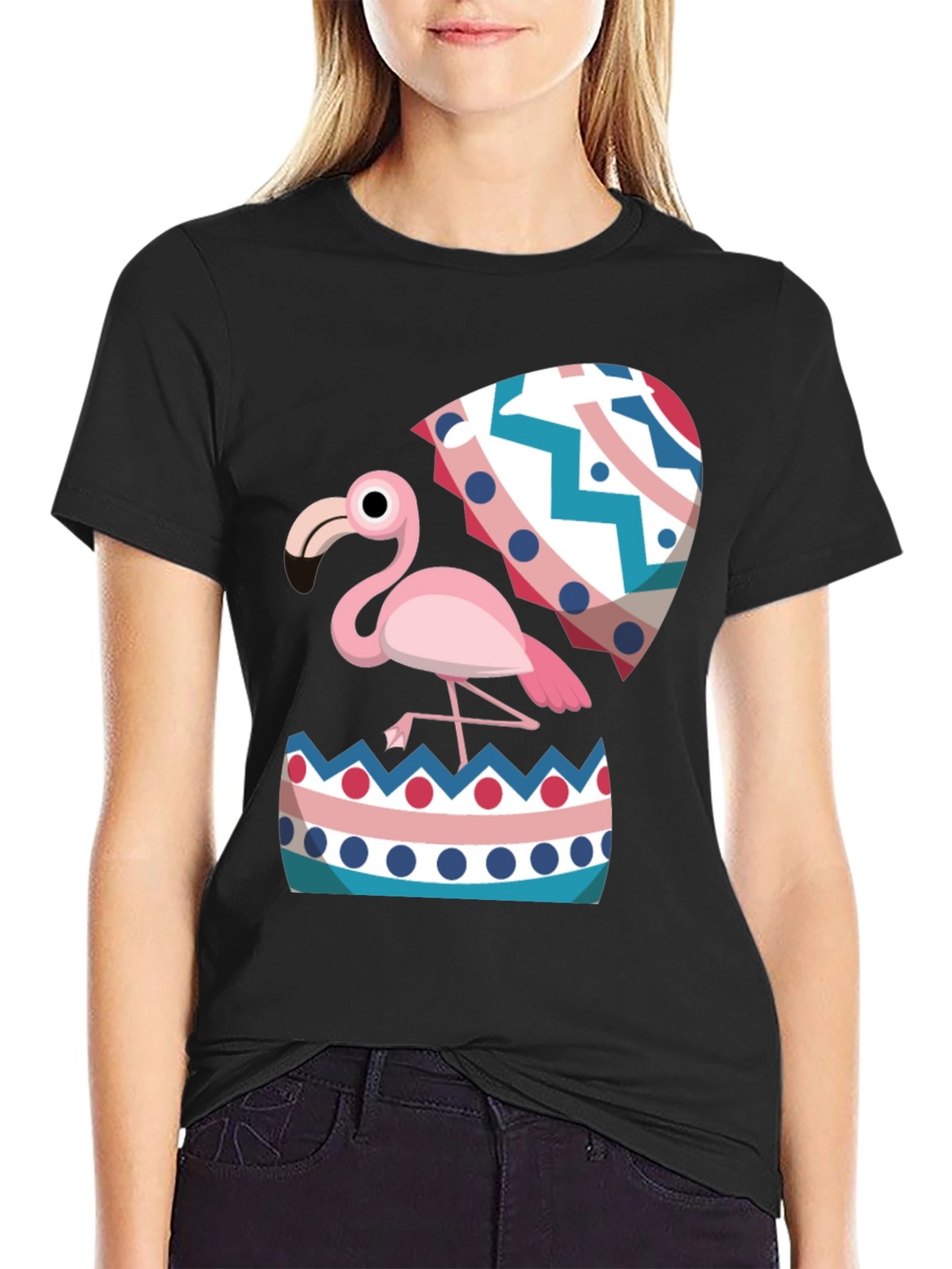 Flamingo Hatching Easter Egg Graphic Tee