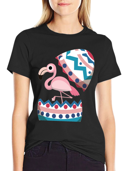 Flamingo Hatching Easter Egg Graphic Tee
