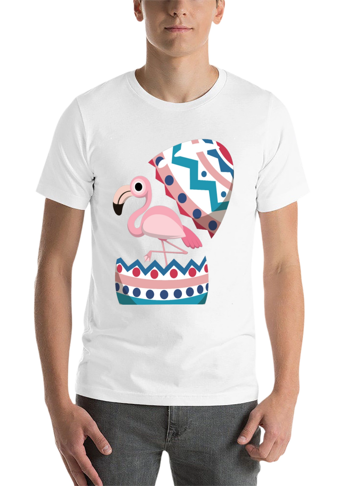 Flamingo Hatching Easter Egg Graphic Tee