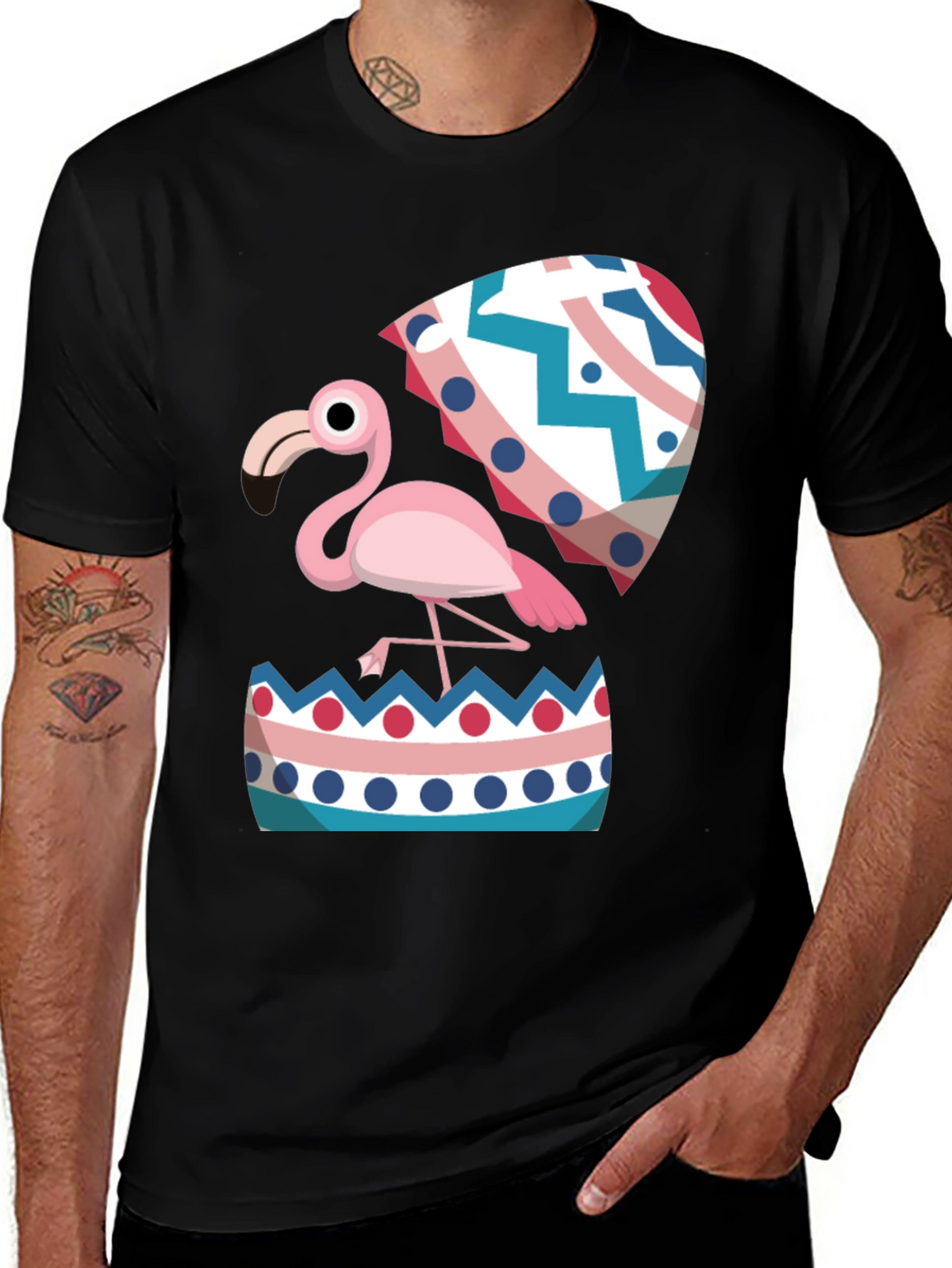 Flamingo Hatching Easter Egg Graphic Tee