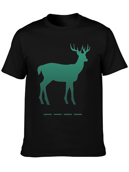 Green Deer Silhouette Black T-Shirt