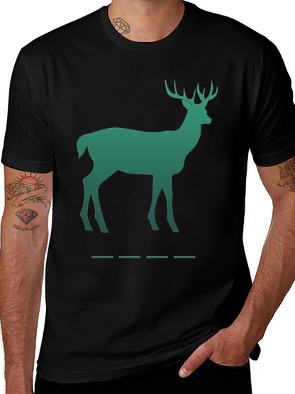 Green Deer Silhouette Black T-Shirt