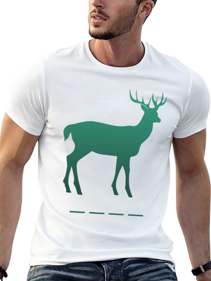 Green Deer Silhouette Black T-Shirt