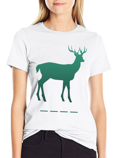 Green Deer Silhouette Black T-Shirt
