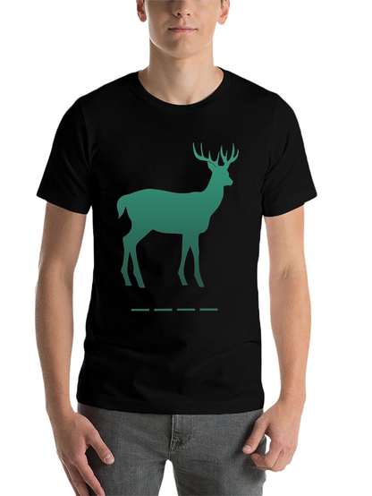 Green Deer Silhouette Black T-Shirt