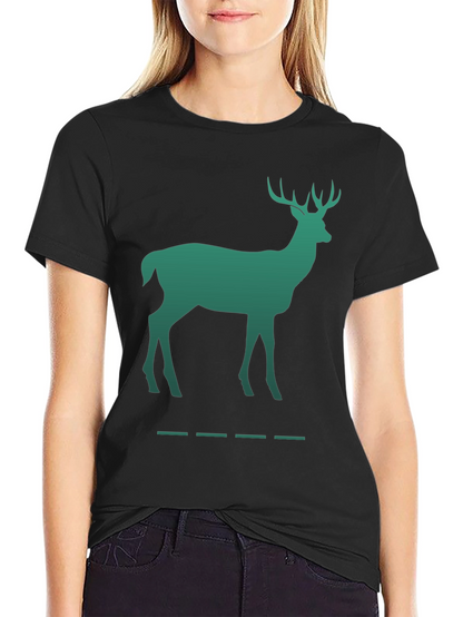 Green Deer Silhouette Black T-Shirt