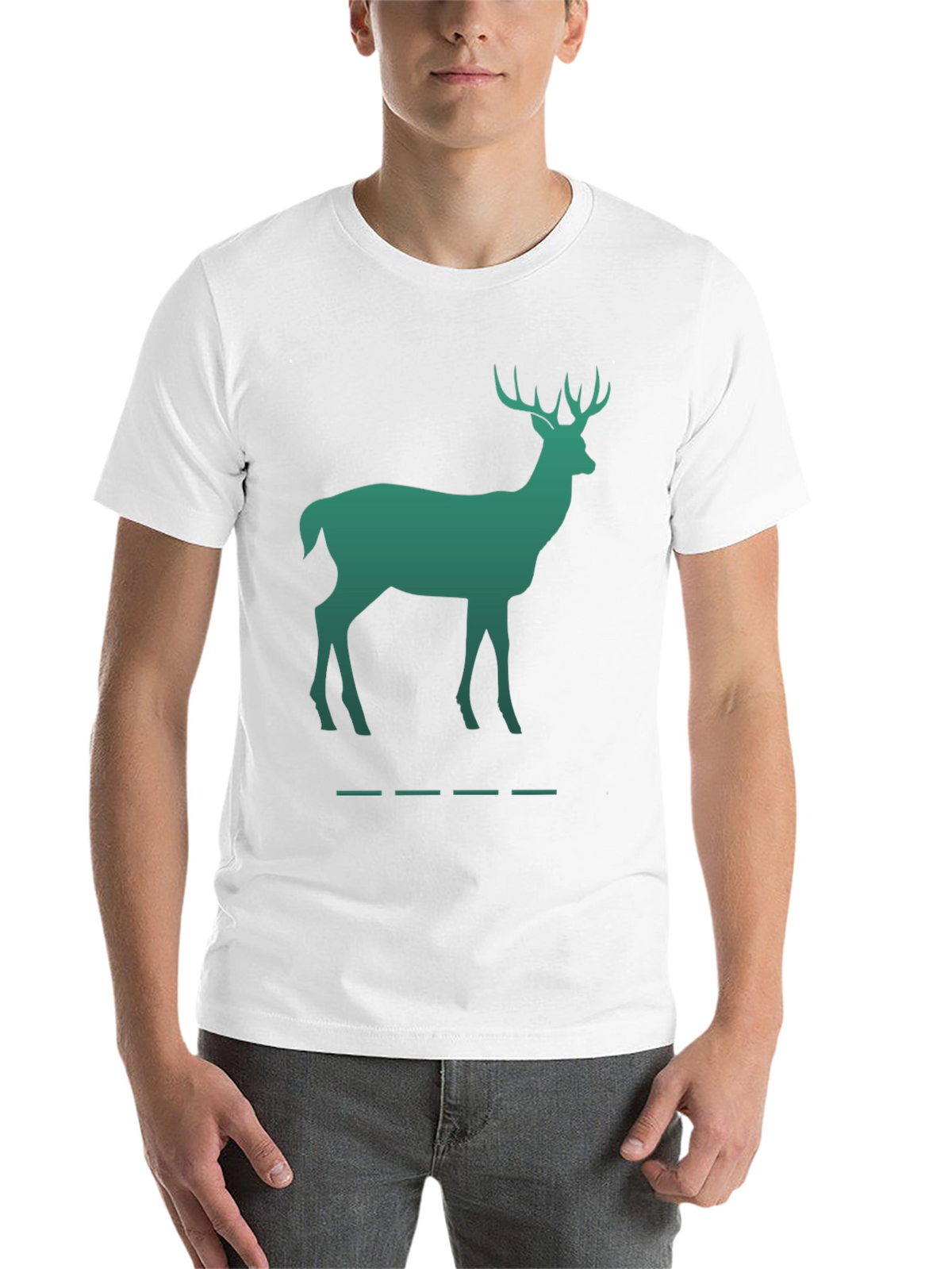 Green Deer Silhouette Black T-Shirt