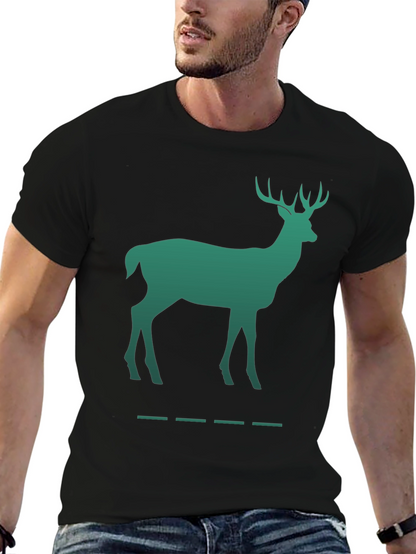 Green Deer Silhouette Black T-Shirt