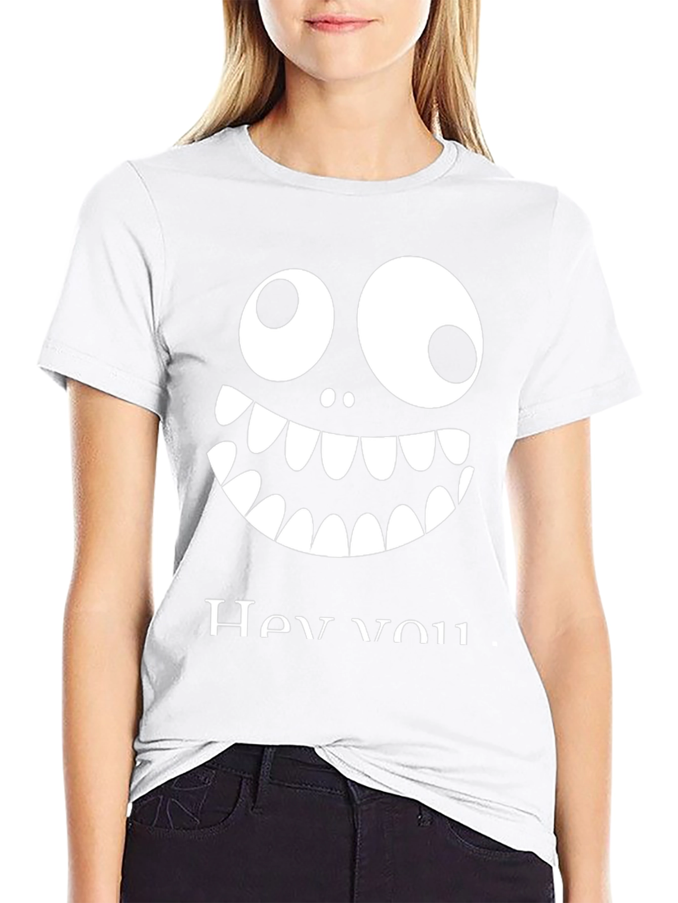 Funny Monster Face Graphic Tee - Hey You!