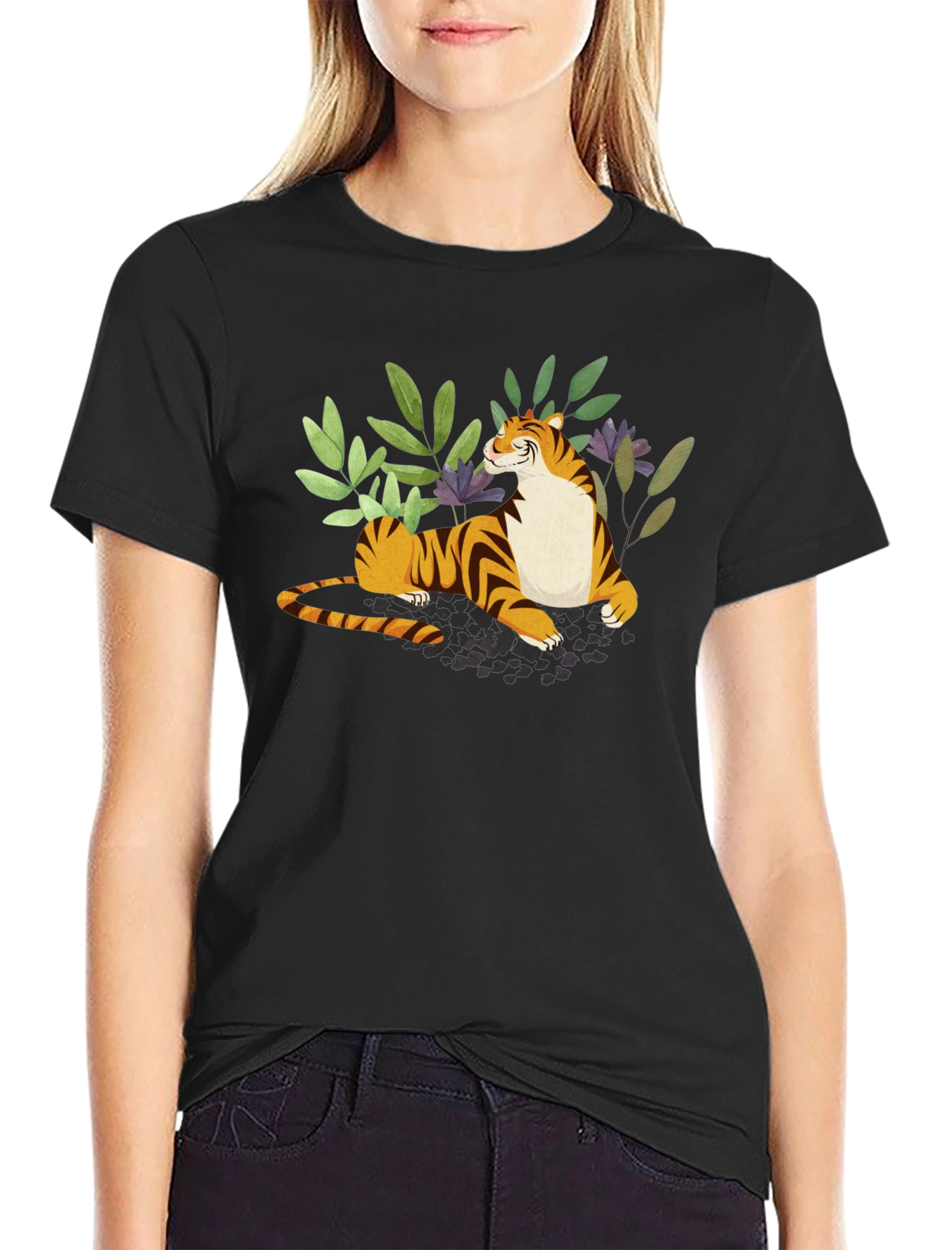 Tiger Graphic Print Black T-Shirt