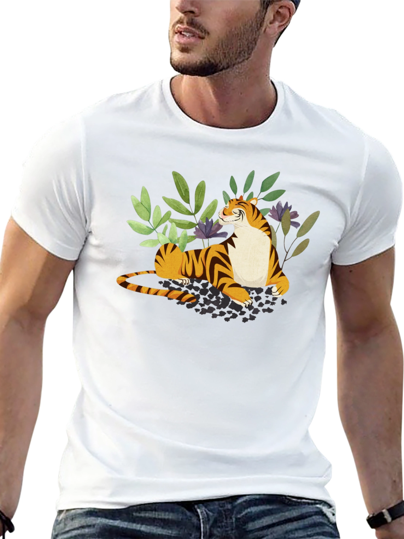 Tiger Graphic Print Black T-Shirt