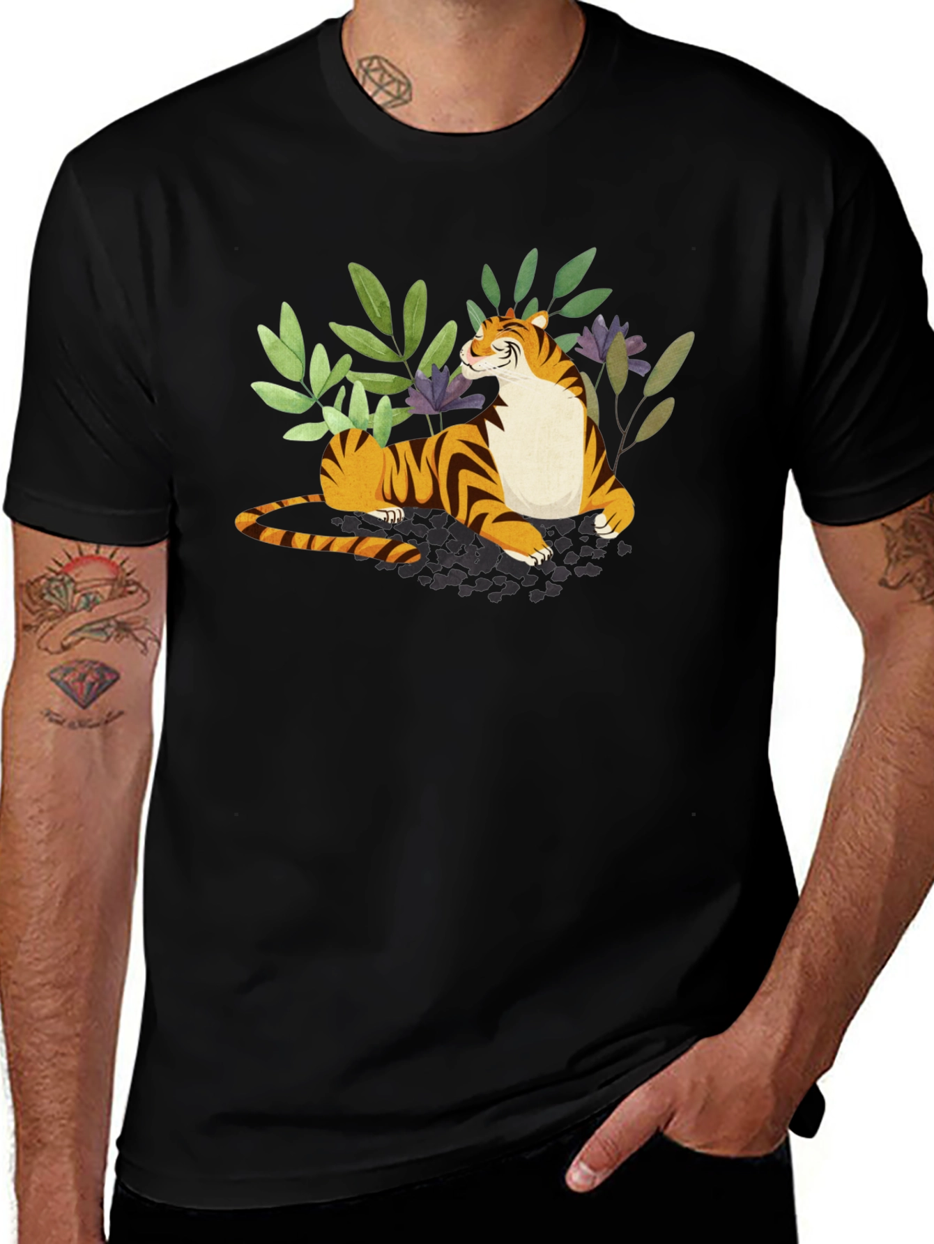 Tiger Graphic Print Black T-Shirt