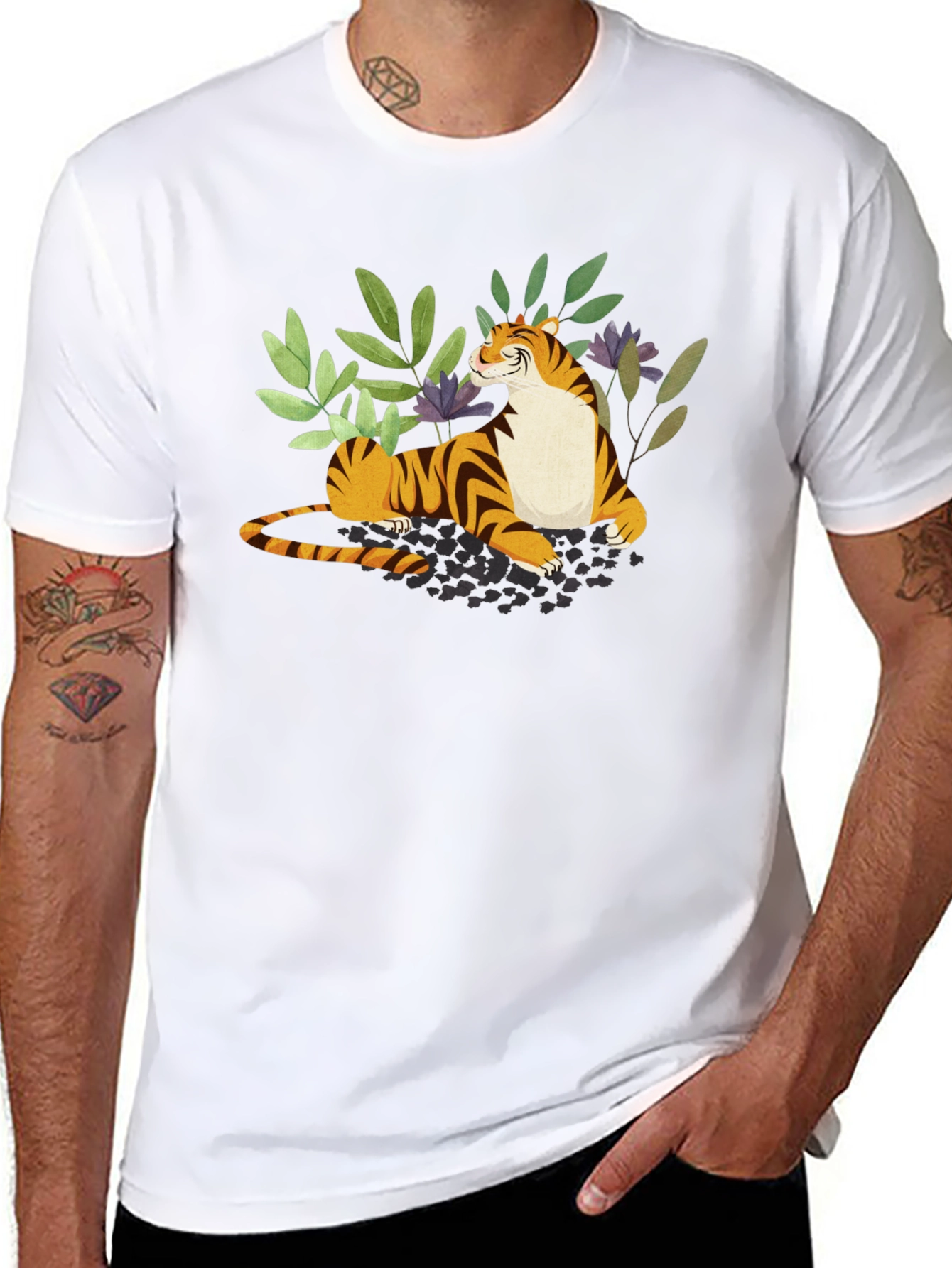 Tiger Graphic Print Black T-Shirt