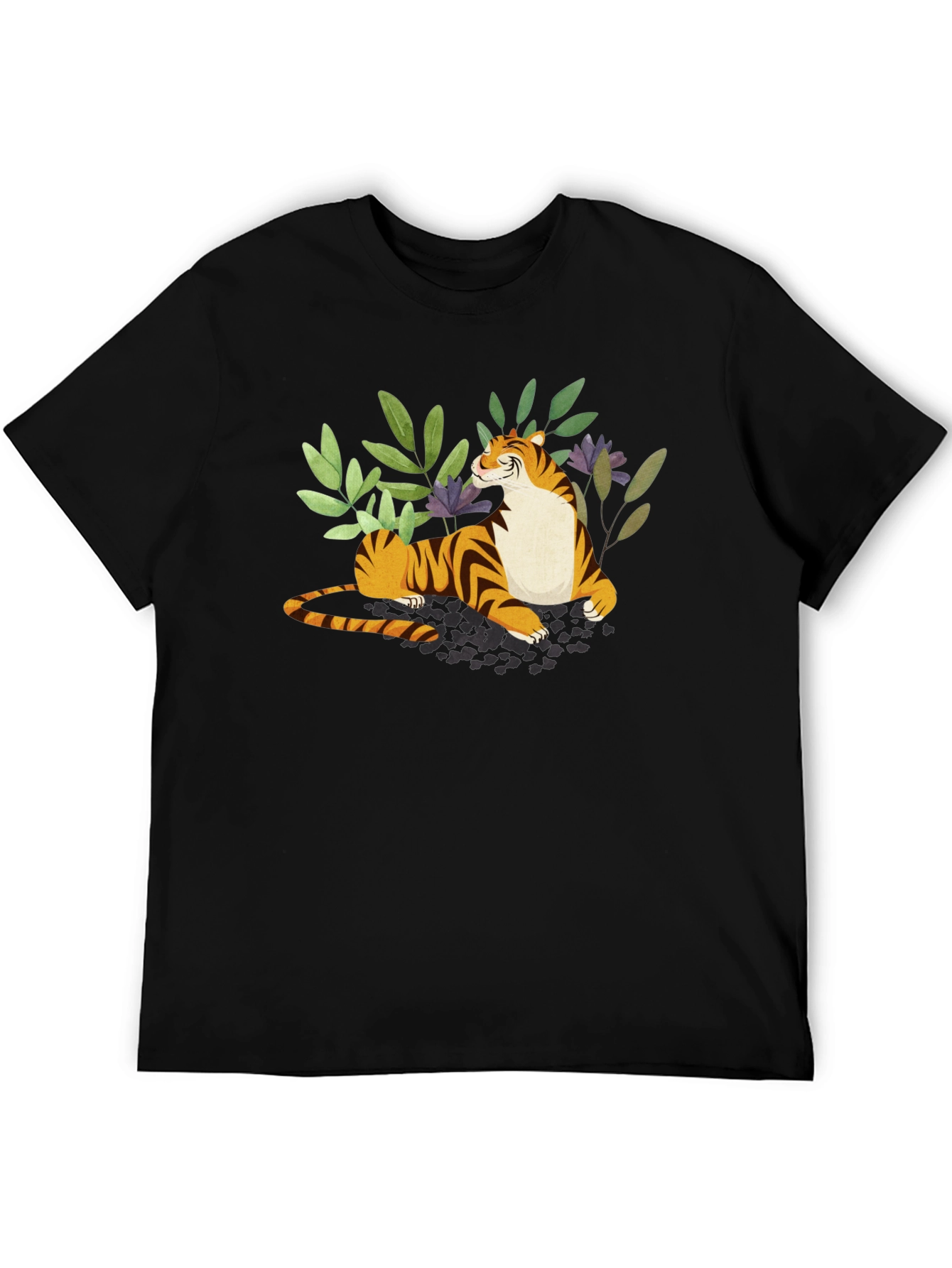 Tiger Graphic Print Black T-Shirt