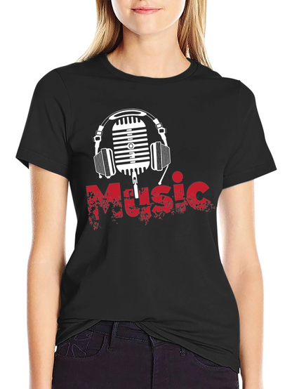 Music Vibes Tee: Retro Mic & Headphones Graphic
