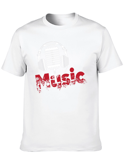 Music Vibes Tee: Retro Mic & Headphones Graphic