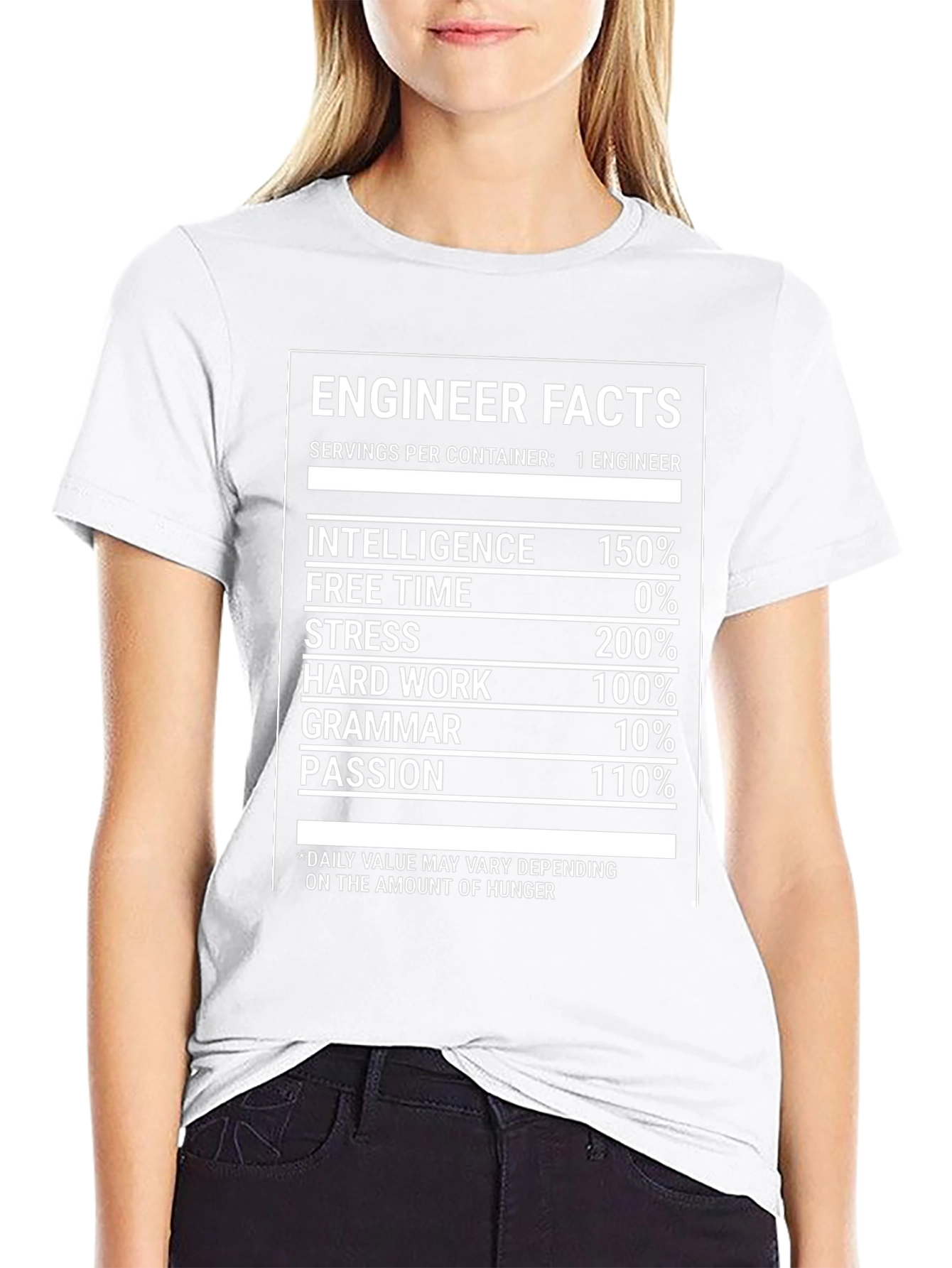 Engineer Facts T-Shirt: Intelligence Stress and Hard Work