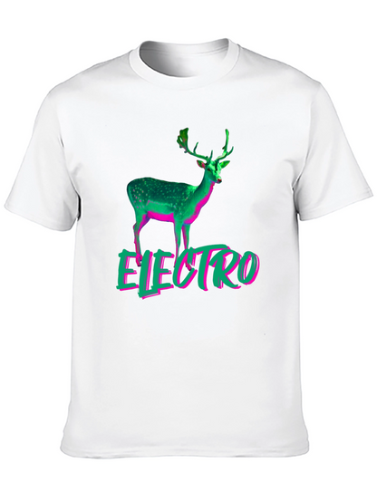 Electro Deer Graphic Tee - Stylish Mens Black T-Shirt