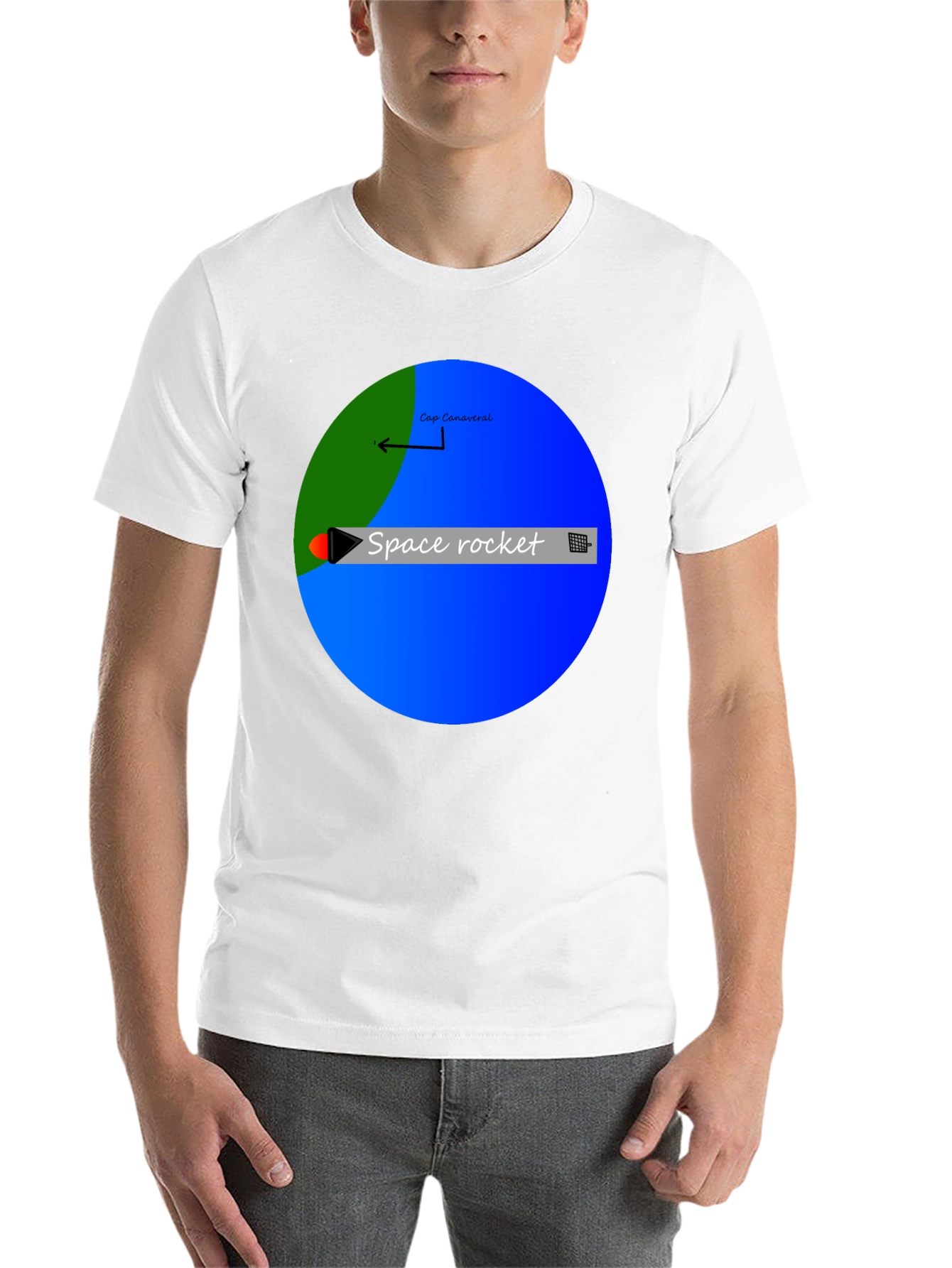 Space Rocket Graphic Black T-Shirt
