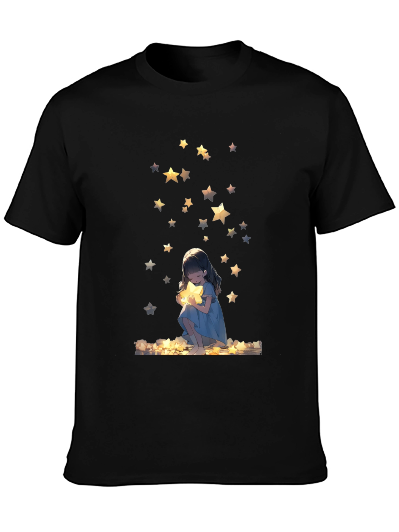 Dreamy Star Girl Black T-Shirt