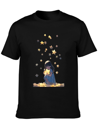 Dreamy Star Girl Black T-Shirt