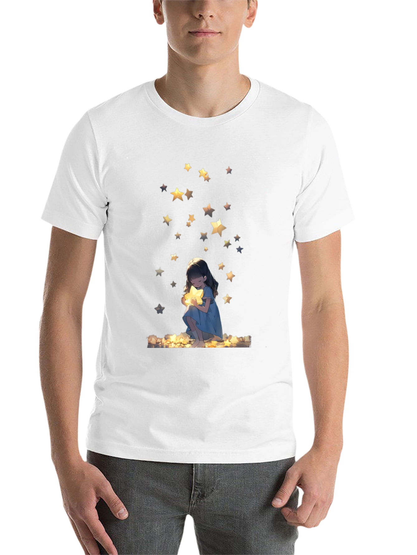 Dreamy Star Girl Black T-Shirt