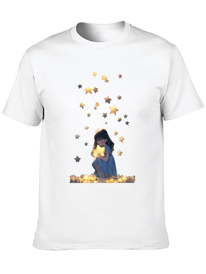 Dreamy Star Girl Black T-Shirt