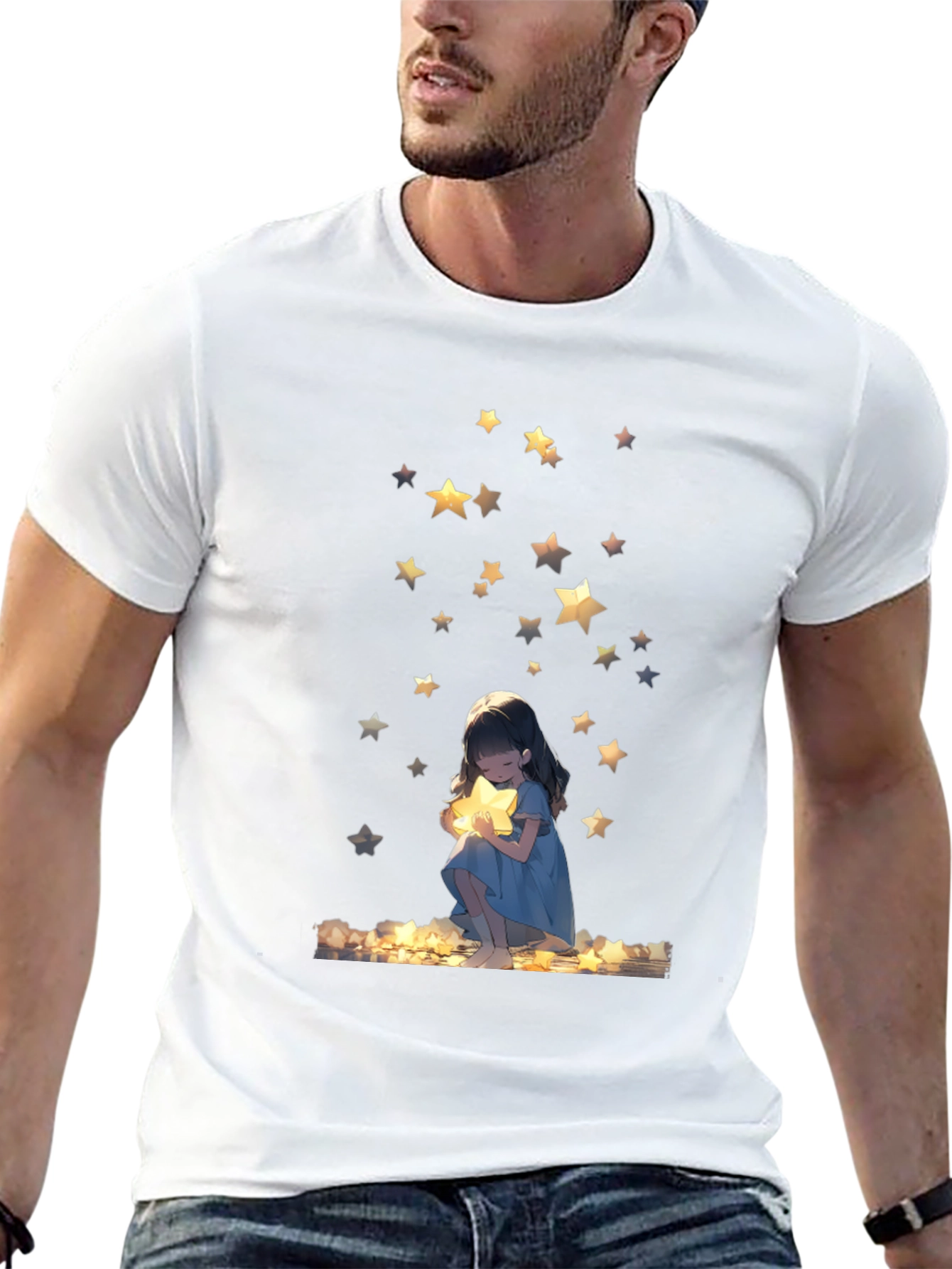 Dreamy Star Girl Black T-Shirt