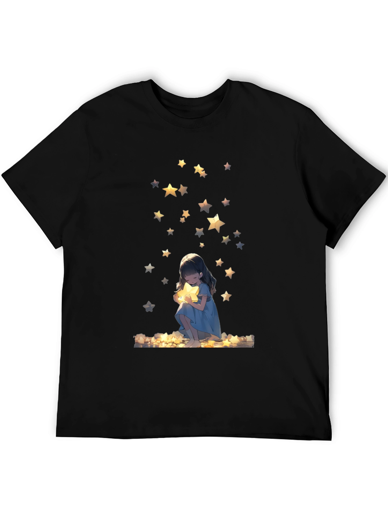 Dreamy Star Girl Black T-Shirt