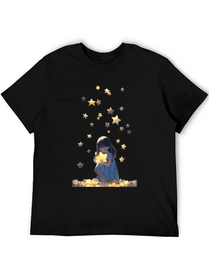 Dreamy Star Girl Black T-Shirt