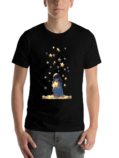 Dreamy Star Girl Black T-Shirt