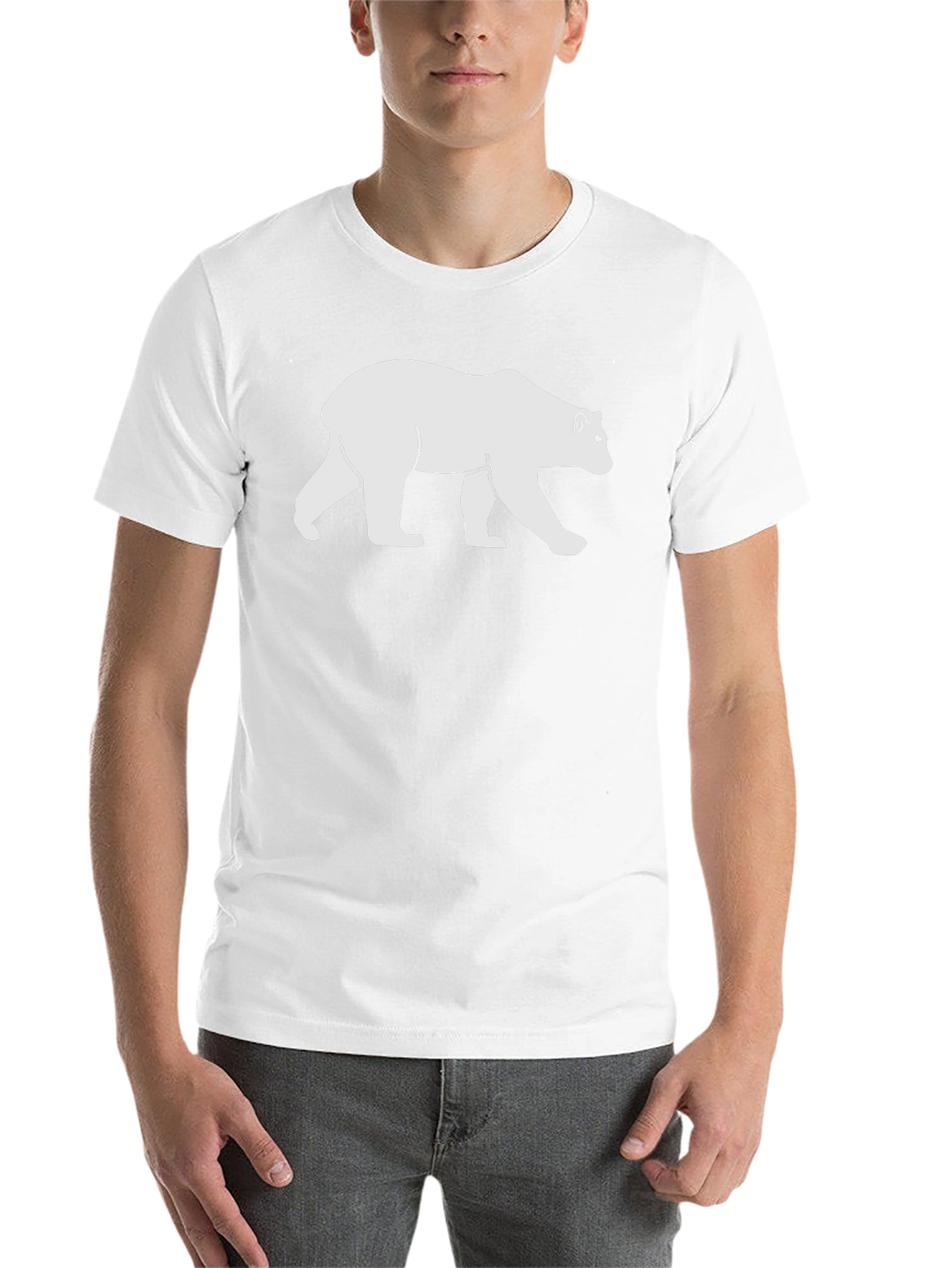 Black T-Shirt with White Bear Graphic