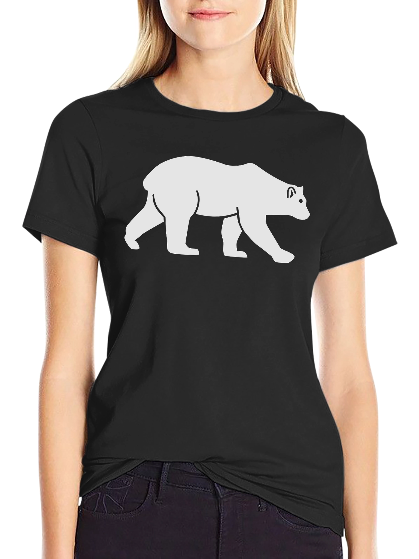 Black T-Shirt with White Bear Graphic